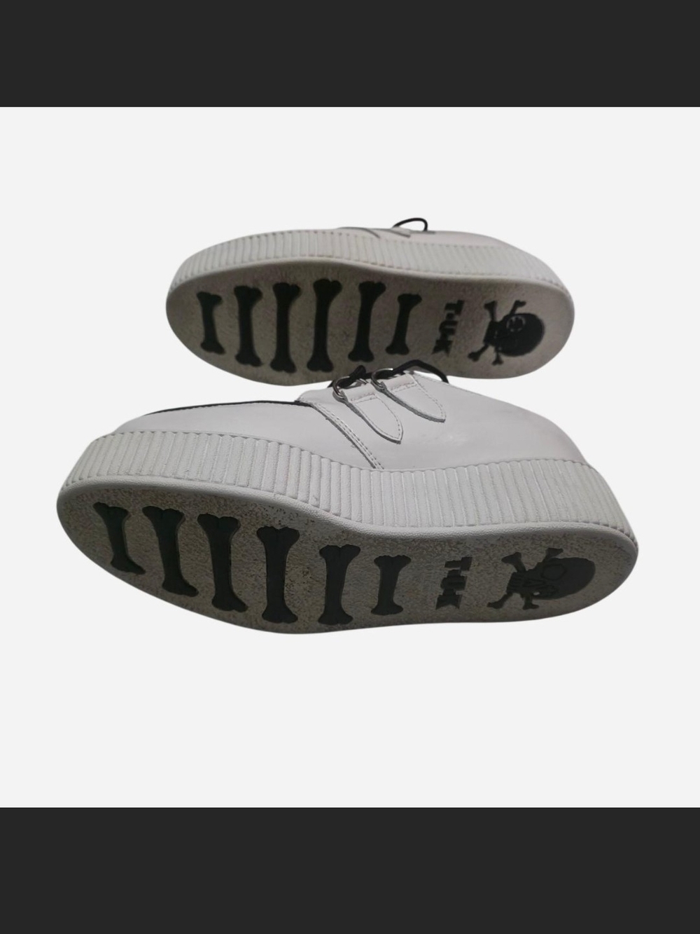 T.U.K. Mondo Creeper White and black Leather Checker platform Shoes - Picture 8 of 9
